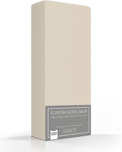 Romanette Zachte Dubbel Jersey Topper Hoeslaken - Tweepersoons (140/150x200/210/220 cm) - Zand