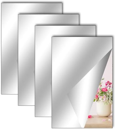 Set van 4 Zelfklevende Acryl Spiegelstickers - Flexibele Spiegel voor Thuis en School