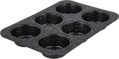6-Muffin Bakvorm DINA - Zwart - Metaal - 36 x 27 x 3 cm