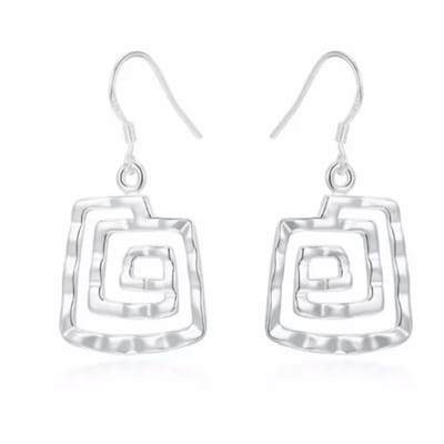 Lange Oorbellen Meja-zilver-Vierkant - Charme Bijoux