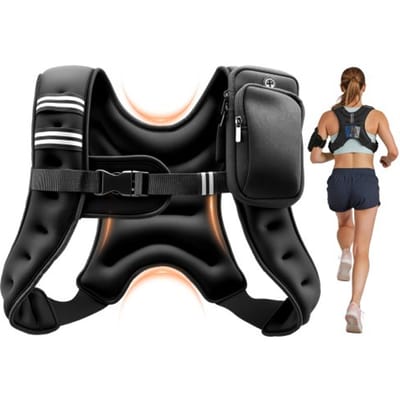 VEVOR Gewichtsvest 3,68 kg Trainingsvest met Reflecterende Strepen, Verstelbare Gesp en Praktische Opbergvakken, Fitnessvest voor Krachttraining, Hardlopen, Joggen, Fitness en Spieropbouw