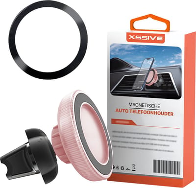 Xssive Telefoonhouder Auto Ventilatie - Geschikt voor MagSafe Autohouder - GSM Houder Auto Magneet - Ventilatierooster - Telefoonhouders Auto Magnetisch - Roze