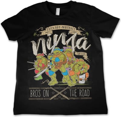 Teenage Mutant Ninja Turtles TMNT Bros On: The Road Kids T-shirt voor kinderen, zwart