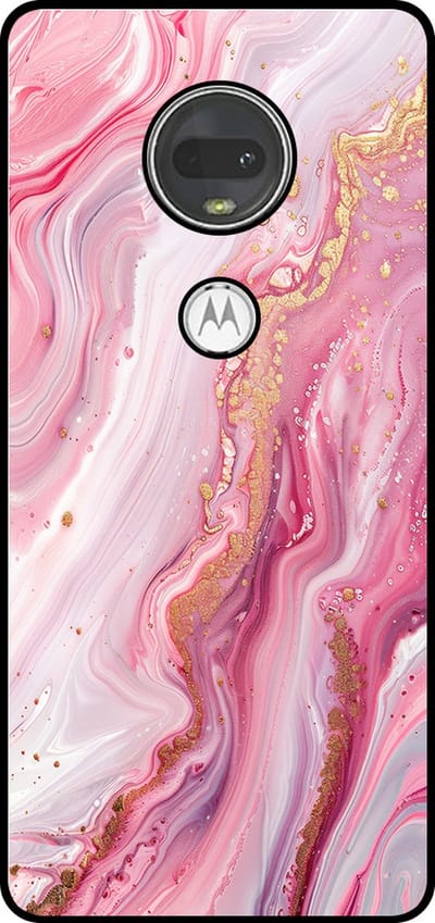 Smartphonica Telefoonhoesje Geschikt voor Motorola Moto G7 met marmer opdruk - TPU backcover case marble design - Roze geschikt voor Motorola Moto G7