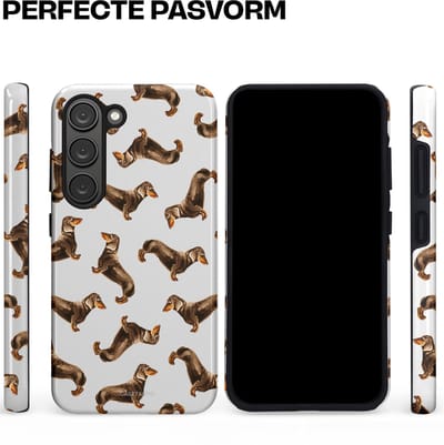 Casetastic Hoesje Geschikt voor Samsung S23 - Stijlvolle Beschermende Duo-layer Case - Teckel Twister