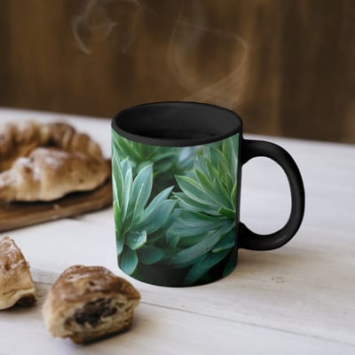 Magische Mok - Foto op Warmte Mokken - Koffiemok - Blad - Plant - Groen - Textuur - Magic Mok - Beker - 350 ML - Theemok