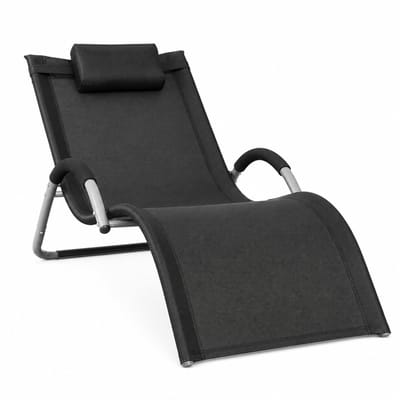 Tuinligstoel met Hoofdkussen – SoBuy OGS38 Relaxstoel – Opvouwbare Ligzetel – Lichtgewicht Ligbed voor Buiten & Woonkamer