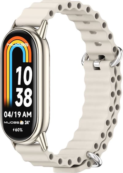By Qubix - Ocean siliconen bandje - Beige - Geschikt voor Xiaomi Smart Band 8 / 9 / 10
