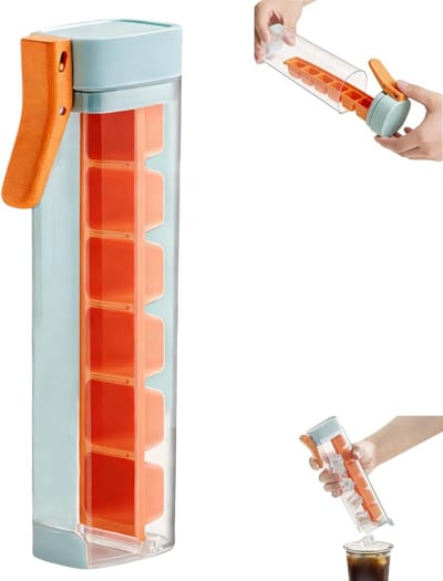 IJsblokjesvorm – IJsvormpjes - IJsblokjesmal – Druksysteem – Herbruikbaar – Geschikt voor cocktails en ijsthee – 213x43x81 mm - Rood