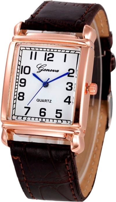 Hidzo Horloge Geneva Quartz Ø 37/29 - Bruin - Kunstleer