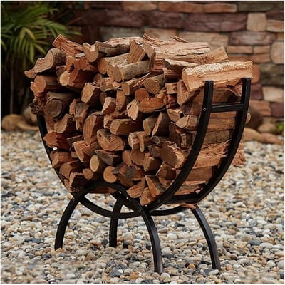 Metalen Houtrek - Blokhouder Opslag - Georganiseerde Opslag - Stabiele U-vorm - 91x22x63 cm - Zwart