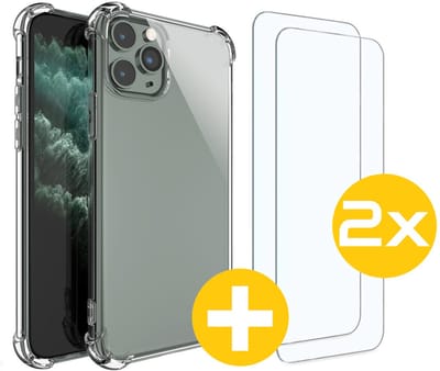 Hoesje en Screenprotector Combi Geschikt Voor iPhone 13 Pro - Anti Shock Hoesje + 2x Screenprotector