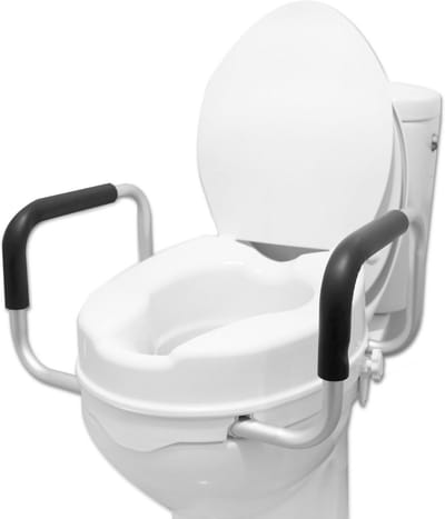 Toiletverhoger met Armleuningen - Verhoogde Toiletbril - Meer Zelfstandigheid - 10 cm Verhoging - 48 x 36 cm - Wit