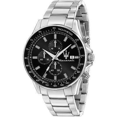 Maserati Sfida Chronograaf Zwarte Wijzerplaat Quartz R8873640015 100M Herenhorloge zwart