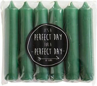 Rustik Lys - Giftset dinerkaarsen 'Rustik Lys' (Bottle Green, Set van 6)