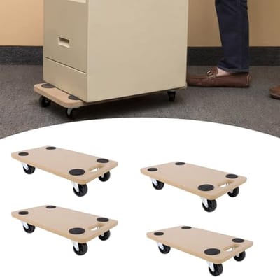 Transportrollers voor Meubels, 4 Stuks, Met Rubber Pads en Handgreep, Tot 200 Kg Draagkracht