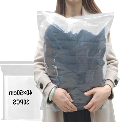 Grote Doorzichtige Plastic Opbergzakken voor Kleding, Schoenen en Cosmetica - 30 Stuks, Waterdicht en Herbruikbaar, Ideaal voor Reisorganizer 40x50cm
