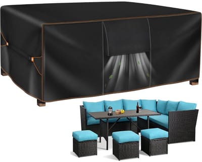 Famanu – Tuinmeubelhoes - 240 x 140 x 90 cm tuintafelhoes waterdicht - 420D zwaar belastbare Oxford polyester outdoor patio tafelhoezen rechthoekig winddicht - anti-UV voor stoel en tafel patio set hoes