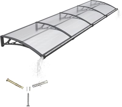 Sterke Polycarbonaat Luifel voor Deur, Raam en Veranda - Met Ingebouwde Regengoot