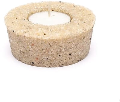 Waxinelichthouder rond bergkristal ± 9 cm x 3 cm