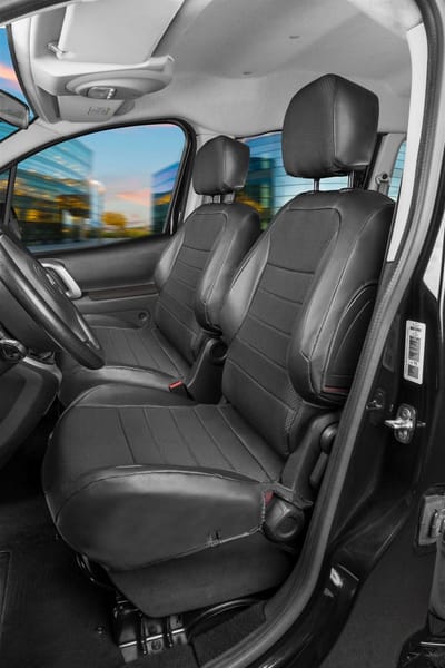 Walser Premium Autostoelhoezen compatibel met Citroen Jumpy III 2016-today - 2 enkele zetelhoezen vooraan + 2 armsteunhoezen