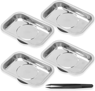 Magnetische Schaal Set van 4 Stuks, 93 mm, RVS, Voor Schroeven, Boren en Nagels, Krachtige Magneten en Dikke Behuizing