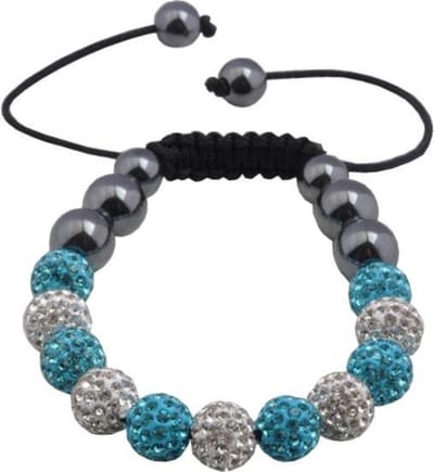 Fako Bijoux® - Armband - Disco Dots - Deluxe - Turquoise/Wit