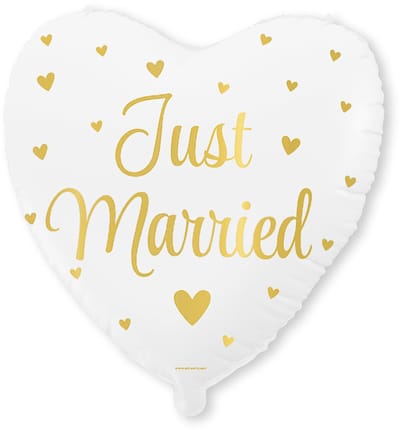 Q2P - Folieballon - Just Married - Huwelijk - Bruiloft - Versiering - Decoratie - Wit & Goud - Helium Ballonnen