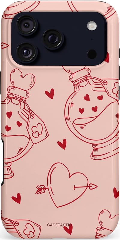 Casetastic hoesje geschikt voor Apple iPhone 17 Pro Max - MagSafe - Dubbellaagse bescherming - Zoete Liefdesflirt - Roze Rood - Pafrum - Love You - Valentijn - Fashion Case - Perzik Zand Koraal