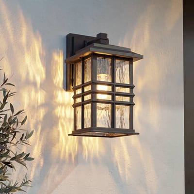 Lindby - Wandlamp buiten - 1licht - Kunststof, glas - H: 30 cm - E27 - zwart, helder