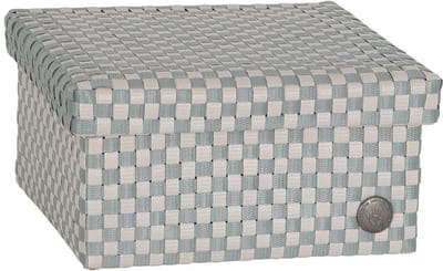 Handed by - Opbergbox met deksel – Woonkamer, slaapkamer, kinderkamer, babykamer, kantoor - Cube Basket medium - lichtgroen geruit patroon