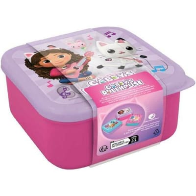 Gabby's Poppenhuis 3-in-1 Snackdoosjes - 3 formaten - Vierkant - Sluit goed af - Lunchboxen voor kinderen - Los deksel - Geschikt voor koekjes, fruit en snacks - Paars/Roze/Turquoise