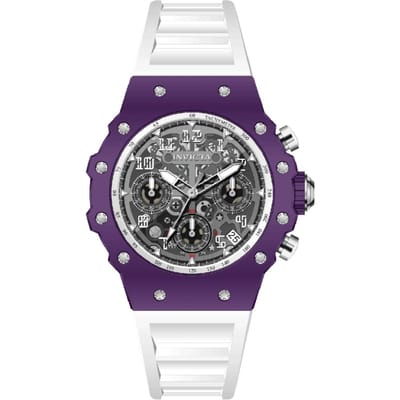 Invicta Racing 69626 Herenhorloge - Quartz Uurwerk - Acryl met Zilveren Wijzerplaat - 40 mm