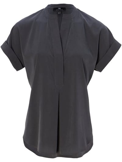 Shirtblouse korte om­slagmouwen Van Peter Hahn grijs
