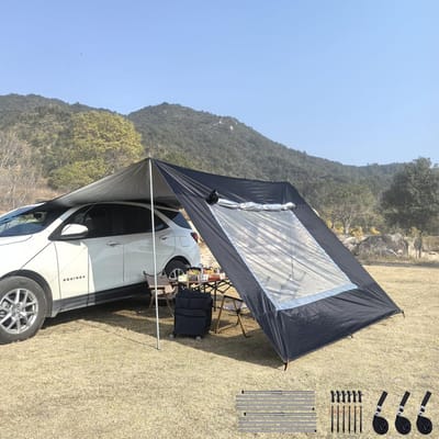 Dailygoods- Camperluifel 2.9x4.8m - Bescherming tegen Zon/Regen - Duurzaam Oxford-doek - UV-bestendig met UPF 50+ - Voor Auto's/Campers - Ruime Beschermde Ruimte - Luifel