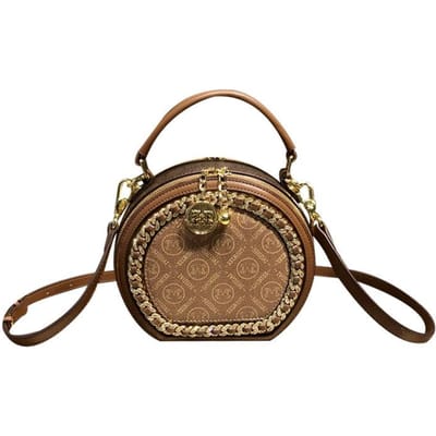 Tas Dames Crossbody Mini Dames Handgedragen Rond Voorhuid High-end Enkele Schouder Kleine Tas koffie