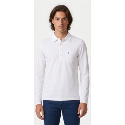 Brooks Brothers Knit Long Sleeve Polos White Maat: XL | Longsleeves Outlet | Heren | Wit