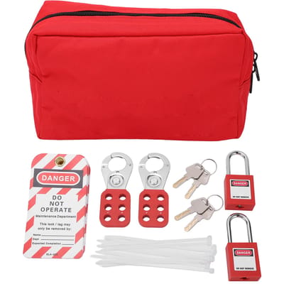 Lockout Tagout Kit Elektrische Loto Kit met Veiligheidshangsloten Haspen Loto Tags Sleutels Tas voor Slot red