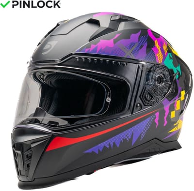 MOTOBLOUZ EROS PSYCHO Integraalhelm - ECE 22.06 gekeurde Helm Scooter, Motor & Brommer - Heren & Dames - Zwart - L