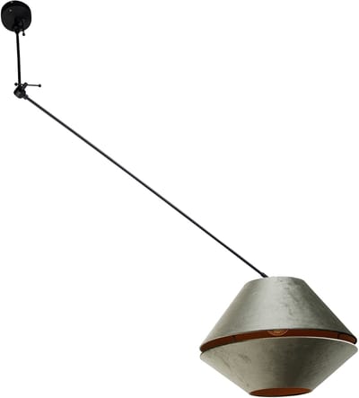 QAZQA blitz shade - Klassieke Hanglamp met kap - 1 lichts - Ø 50 cm - Zwart Goud - Woonkamer | Slaapkamer | Keuken