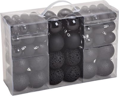Kerstballen set Zwart 100st.