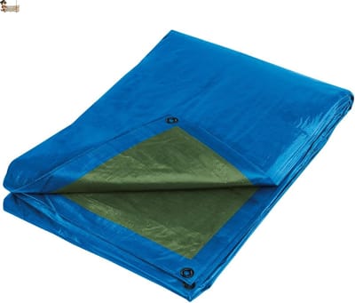 Afdekzeil Waterdicht - Beschermhoes Zeil - Buiten Beschermen - Versterkte Oogjes Rondom - 5 x 8 Meter - Blauwgroen