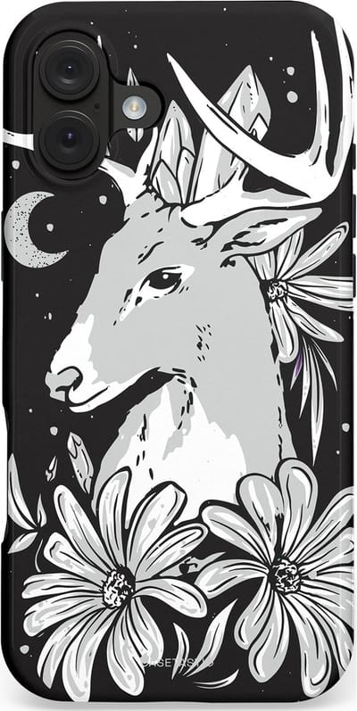 Casetastic hoesje geschikt voor Apple iPhone 16 Plus - MagSafe - Dubbellaagse bescherming - Lunagewei - Fashion Case - Zwart Lichtgrijs Wit