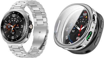 Strap-it Stalen schakel band Zilver + Soft case hoesje TPU Zilver – geschikt voor Samsung Galaxy Watch 8 40mm – luxe & optimale bescherming