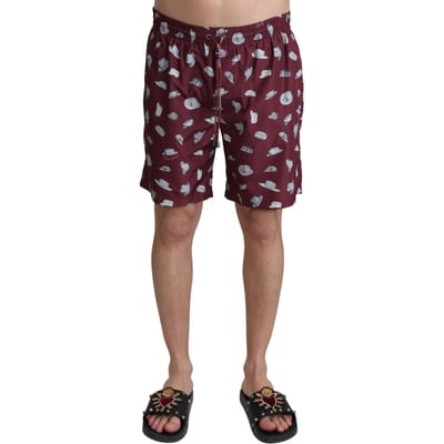 Dolce & Gabbana Heren Marron Hoeden Print Strandkleding Shorts Zwemkleding