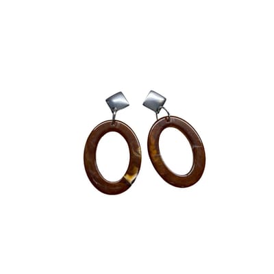 2 Love it LunaLoops - Oorbellen - Statement - Ovaal - Bruin Zilverkleurig