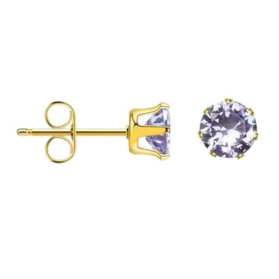 Aramat Jewels | Oorbellen | Goudkleurige Zirkonia Oorbellen 5mm Lila | | | |5mm | Staal | Kinderen, Volwassenen | Verkleurd niet