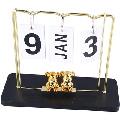 Beren Houten Metalen Flip Kalender Dagelijkse Flip Kalender Herbruikbare Eeuwigdurende Kalender Desktop Flip zwart