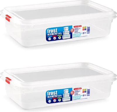 Plasticforte vershoudbakje - 4x - met deksel - 26 x 18 x 7 cm - 1.6L - meal prep bakjes