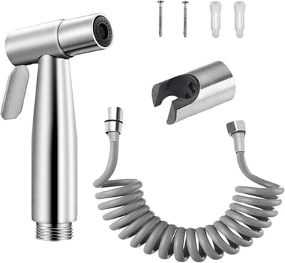 Bidetset van roestvrij staal met handdouche, verstelbare sproeikop, wand- of toiletmontage, ideaal voor hygiëne en comfort